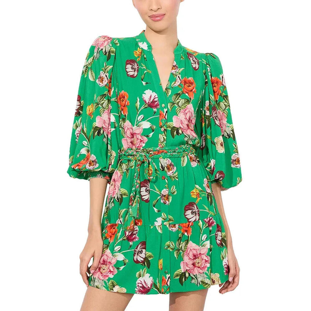NEW, Alice + Olivia Antonette Button Front Dress in Green Sz 10 #MD1408 - Picture 2 of 11